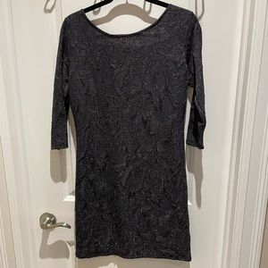 Brown and silver glitter backless 3/4 sleeve dress from Zara